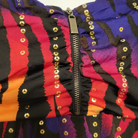 Ny collection, strapped party dress, size small, red multicolor,A-line - Picture 3 of 8